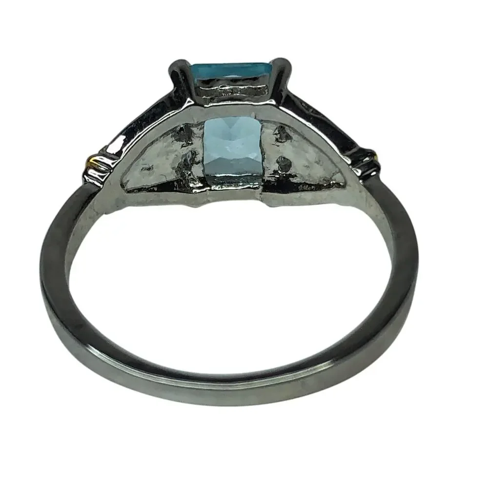 Light Blue Baguette Cut Ring - Size 8